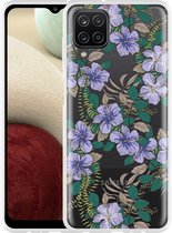 Hoesje Geschikt voor Samsung Galaxy A12 Purple Flowers