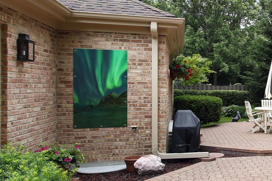 Lumière polaire au-dessus de l'île des Lofoten en Norvège affiche de jardin toile en vrac 80x120 cm - Toile de jardin / Toile d'extérieur / Peintures pour l'extérieur (décoration de jardin)