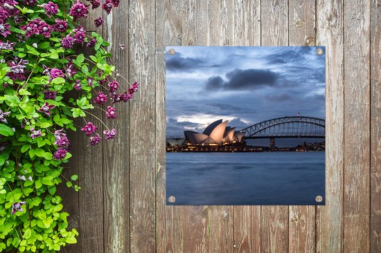 Posters de jardin Opéra de Sydney et Sydney Harbour Bridge en Australie - 50x50 cm - Toile de jardin - Affiche d'extérieur