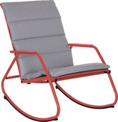 NATERIAL - Chaise à bascule LYCO - Chaise à bascule - Avec coussins gris - Acier - Rouge - Chaise à bascule - Chaise longue de jardin - Chaise longue - Chaise à bascule