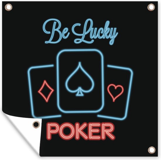 Tuin poster Een illustratie van drie soorten speelkaarten van poker - 200x200 cm - Tuindoek - Buitenposter