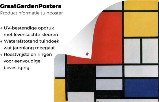 Décoration de Jardin Art - Mondrian - Maîtres anciens - 40x30 cm - Toile jardin - Affiche extérieure