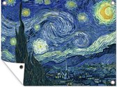 Tuinschilderij Sterrennacht - Schilderij - Oude meesters - Vincent van Gogh - 80x60 cm - Tuinposter - Tuindoek - Buitenposter