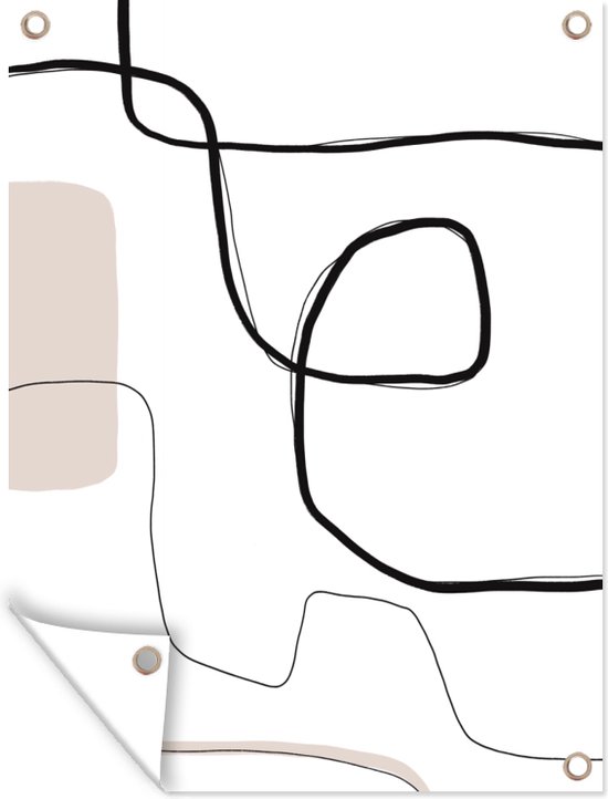 Tuinposter 60x80 cm - Tuindecoratie Abstract - Pastel - Minimalisme - Poster voor in de tuin - Buiten decoratie - Schutting tuinschilderij - Tuindoek muurdecoratie - Wanddecoratie balkondoek