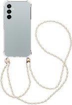 iMoshion Hoesje Geschikt voor Samsung Galaxy A54 (5G) Hoesje Met Koord - iMoshion Backcover met koord + armband - Parels - Transparant