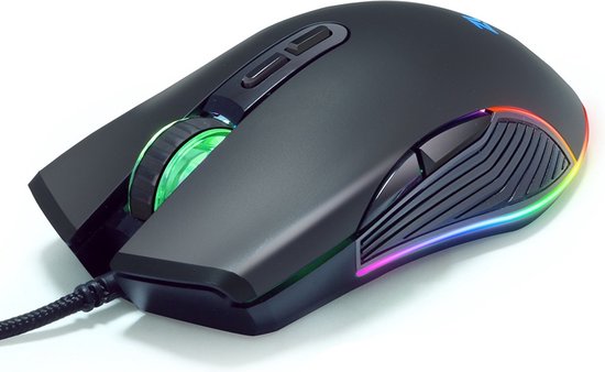 Elementkey IMX12 – RGB Gaming Muis Met 3600 DPI- Gaming Muis Met 7 Knoppen – Bedrade Ergonomische Gaming Muis – Zwart