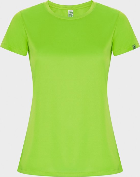 Fluorescent Groen dames ECO sportshirt korte mouwen 'Imola' merk Roly maat XXL