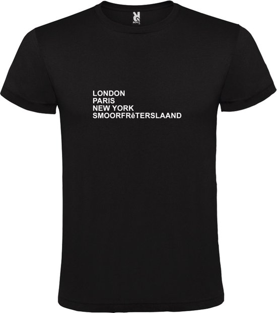 Zwart T-Shirt met London,Paris, New York , Smoorfrêterslaand tekst Wit Size XXXXXL