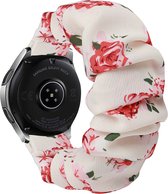 Strap-it Scrunchie bandje geschikt voor Samsung Galaxy Watch 42mm / 3 41mm / Active / Active2 / Gear Sport - Amazfit Bip / GTS - Polar Ignite / Unite - Huawei Watch GT 2 / 3 42mm - bloemen