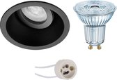 LED Spot Set - OSRAM Parathom PAR16 927 36D - Proma Zano Pro - GU10 Fitting - Dimbaar - Inbouw Rond - Mat Zwart - 5.5W - Warm Wit 2700K - Kantelbaar - Ø93mm