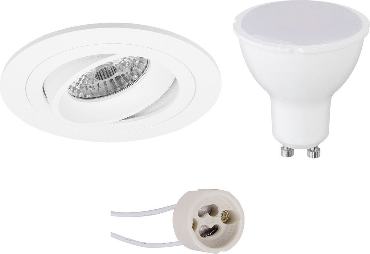 GU10 Inbouwspot Set - Mat Wit - Inbouw Rond - Kantelbaar - Proma Alpin Pro - 4W - Warm Wit 3000K - Ø92mm