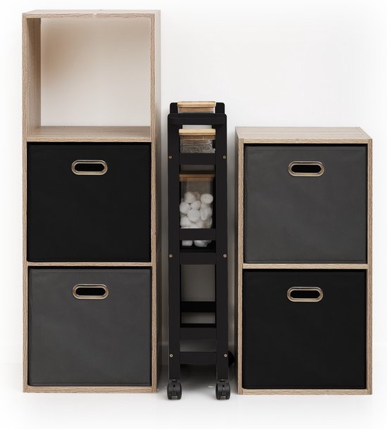 SONGMICS Trolley met 3 etages, keuken- en badkamerwagen met SONGMICS Trolley met 3 etages, keuken- en badkamerwagen met