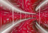 Fotobehang - Vlies Behang - Rode Grafische 3D Tunnel - 312 x 219 cm