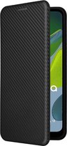 Motorola Moto E13 zwart carbon fiber agenda wallet hoesje