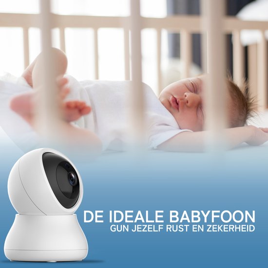 XOOZI Qt64 - Babyfoon met Camera en App - Baby Camera - Baby Monitor - Babyphone - Huisdier Camera - Babyfoons - WiFi 2,4 Ghz - Ultra HD - incl. 64GB Geheugenkaart - XOOZI