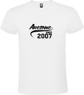 Wit T-Shirt met “Awesome sinds 2007 “ Afbeelding Zwart Size XXXL