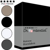 Droomtextiel Luxe Hoeslaken Glad Katoen Zwart Eenpersoons 80x200 cm - Hoogwaardige Kwaliteit - 100% Katoen