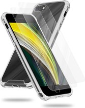 Cadorabo Hoeje en 2x Tempered beschermglas geschikt voor Apple iPhone 7 / 7S / 8 / SE 2020 in TRANSPARANT - Hybride beschermhoes met TPU siliconen rand en acryl-glas achterkant