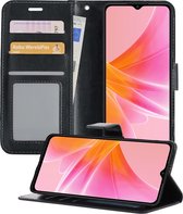 OPPO A57s Case Book Case Cover Wallet Cover - OPPO A57s Case Bookcase Cover - Zwart