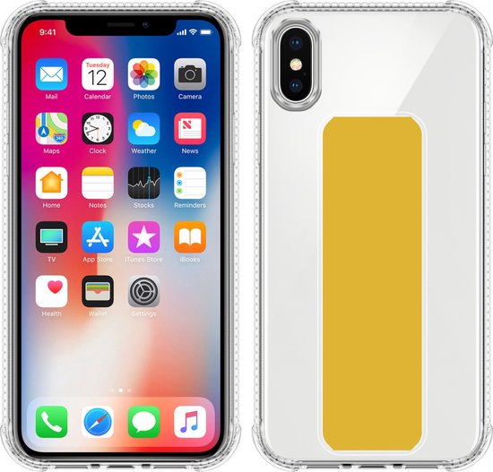 Coque Cadorabo pour Apple iPhone X / XS en JAUNE - Coque de protection en silicone TPU flexible Cover Case avec support et fonction support