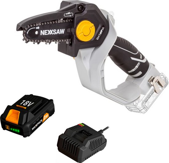 Handzaag - Nexxsaw® Accu Eenhands Kettingzaag 18V / V3 | Incl. Accu & Oplader | Maxxpack® Accuplatform