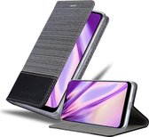 Cadorabo Hoesje geschikt voor Samsung Galaxy A10s / M01s in GRIJS ZWART - Beschermhoes met magnetische sluiting, standfunctie en kaartvakje Book Case Cover Etui