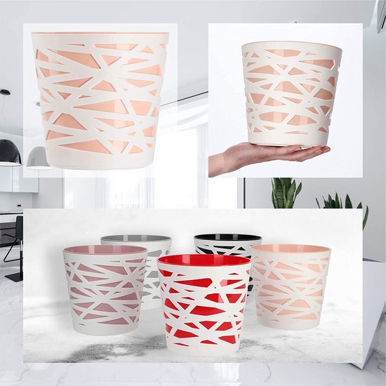 KADAX Pot de Fleur Pot Décoratif Rond en Plastique Pot Décoratif Pot de Fleurs pour Plantes de Balcon Pot de Fleur d'intérieur Pot de Fleur Léger Pot de Fleur Moderne (17 cm, Couleurs Pêche)