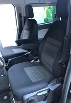 Pasvorm stoelhoezen set (stoel en stoel) Ford Transit Custom 2012 /m heden - Stof zwart
