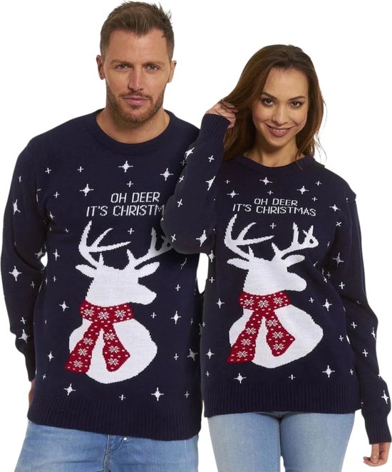 Foute Kersttrui Dames & Heren - Christmas Sweater "Oh Deer, It's Christmas" - Mannen & Vrouwen XL - Kerstcadeau