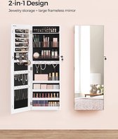 Soof&Tess - Juwelenkast voor aan de muur - met 2 make-up organizers - slot en sleutel - spiegel - Wit