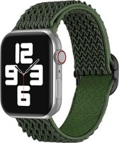 iMoshion Bandje Geschikt voor Apple Watch Bandje Series 1 / 2 / 3 / 4 / 5 / 6 / 7 / 8 / 9 / SE - 38 / 40 / 41 mm - iMoshion Elastisch nylon band - Donkergroen