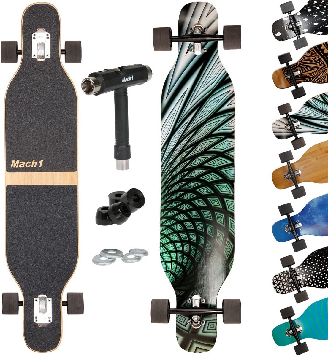 Complete Longboard Drop Through Cruiser met Keramische Lagers - Inclusief T-Tool