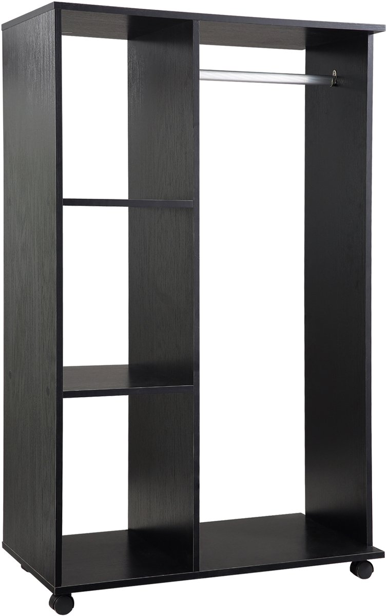 HOMCOM Open Kledingkast - Spaanplaat klasse E1 - 80x40x128cm - Zwart
