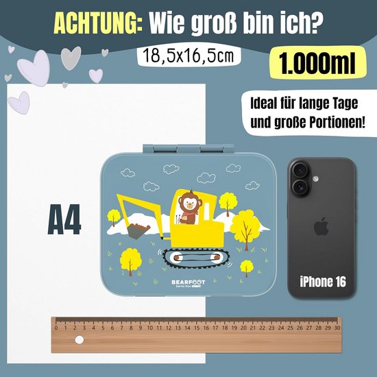 Mocada Bento Box Met Handvat – 216 Stickers – BPA-vrij – Lekvrij – 3 Vakken – Incl. Bestek – Voor School, Roze