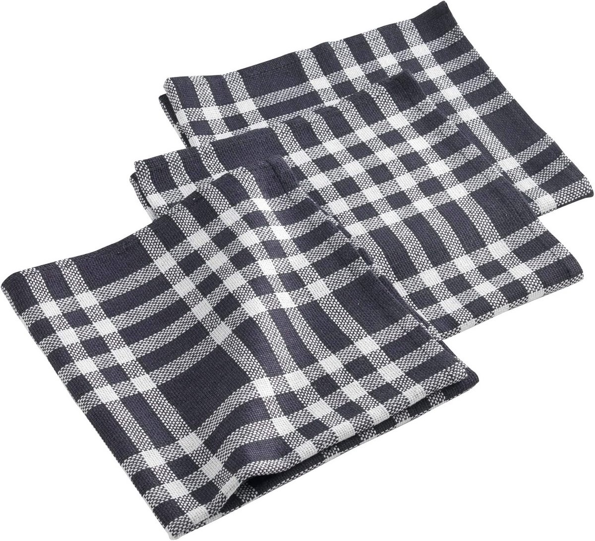 Set van 4 Zwarte Katoenen Servetten 40x40 cm - Woven Linnenlook
