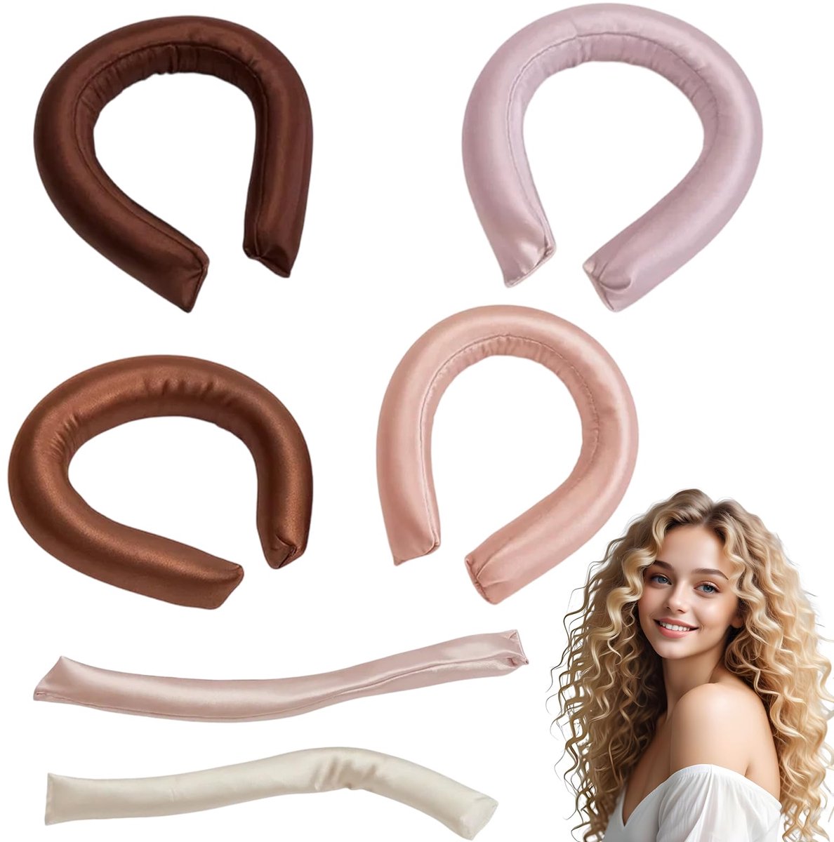 Unyqoos® Set van 6 hittevrije haarrollers voor prachtige krullen zonder hitte