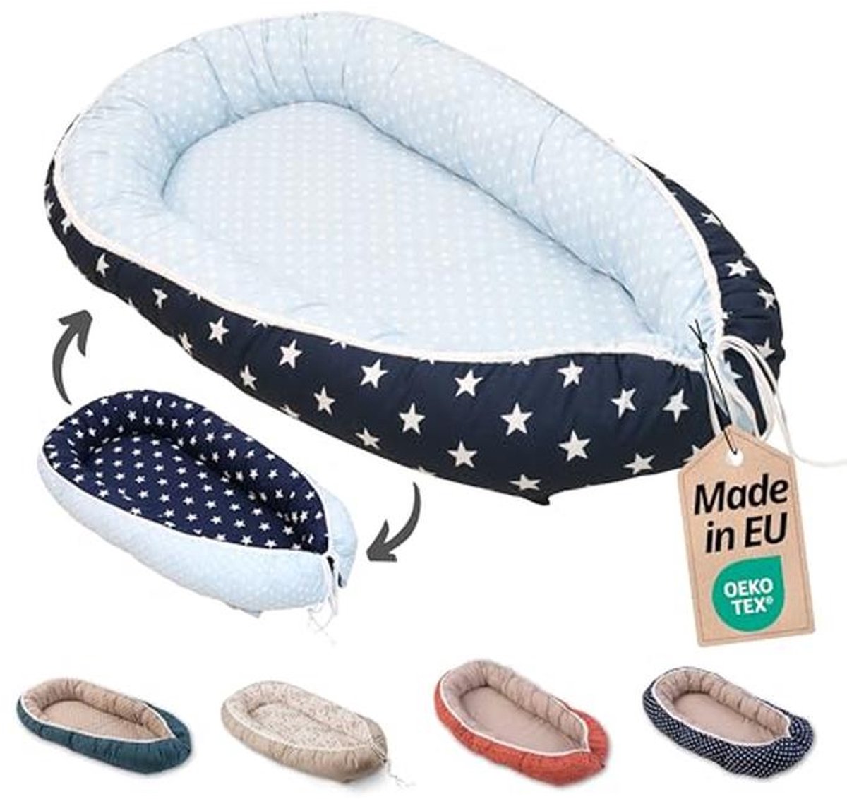 Babynestje 55x95 cm - Katoenen Babycocon en Knuffelnest voor Veilig Slaapcomfort