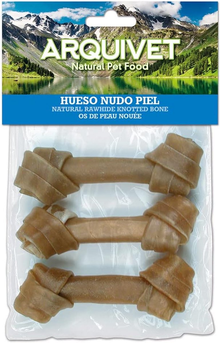 Dog Chew Bone Leather Knots 12 cm - Pack of 3 - Natural Dog Treats