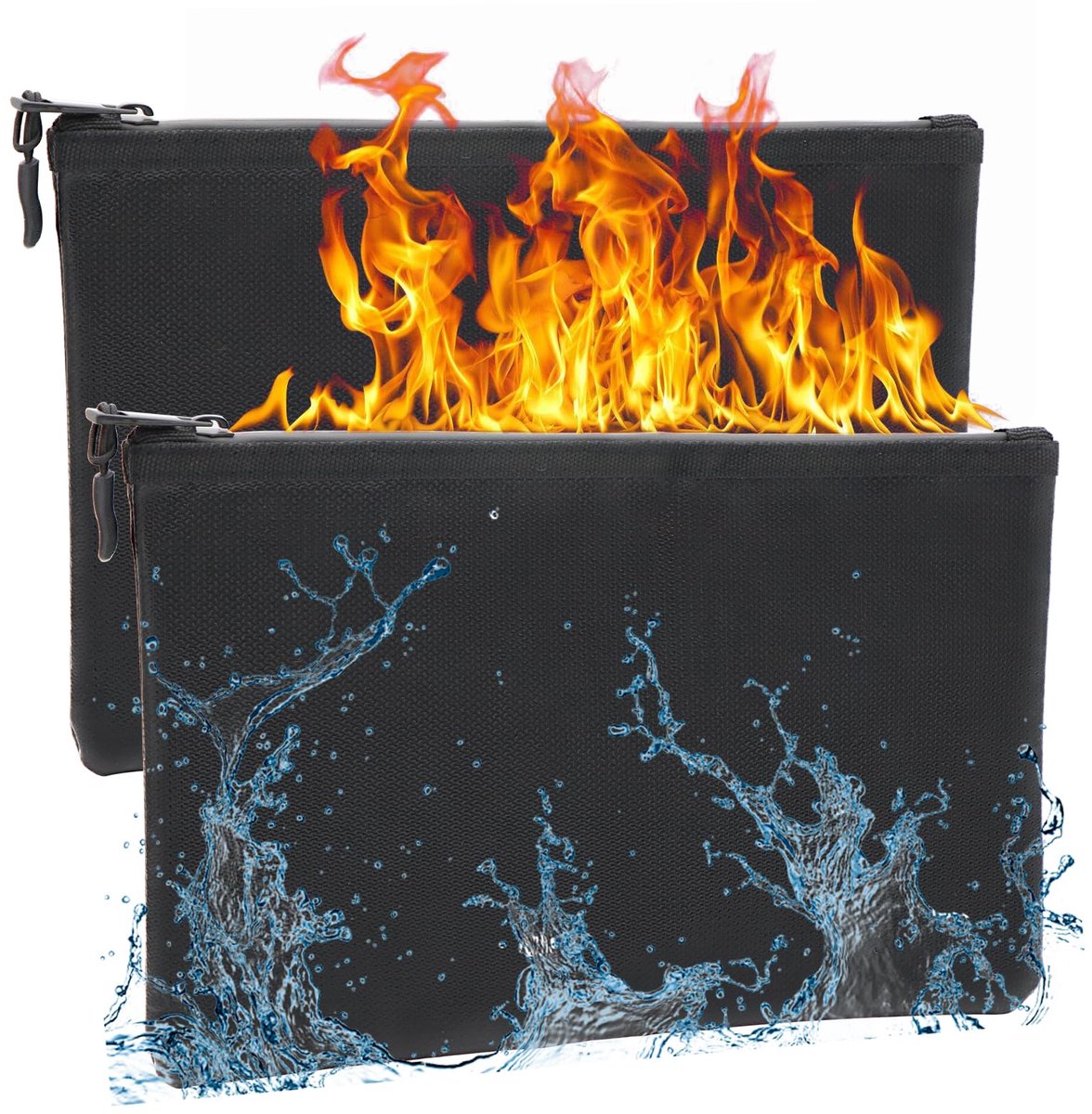 IMPERATORIS® Brandwerende Documententas - Geld en Documenten Organizer - Waterdicht en Vuurvast - Veiligheidstas met Rits - 2 Stuk