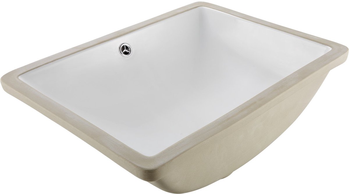 Onderbouwwastafel - Rechthoekige keramische wasbak - 51,5 x 38,5 cm - Met overloop - Voor kleine ruimtes - Voor keuken en badkamer - Wit