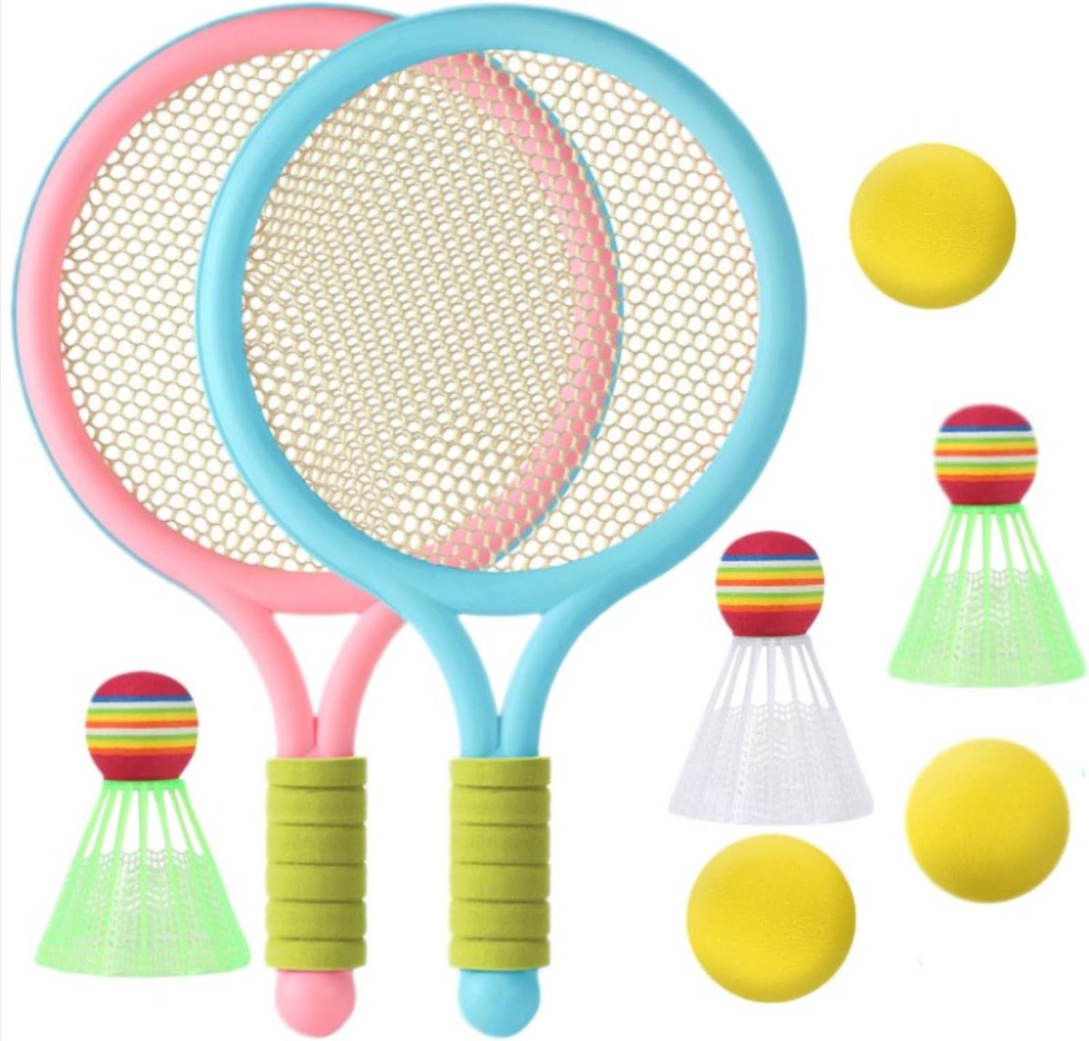 Kindersportset - Badminton en Tennis Set met Net en Ballen voor Jongens en Meisjes vanaf 3 jaar - Paars