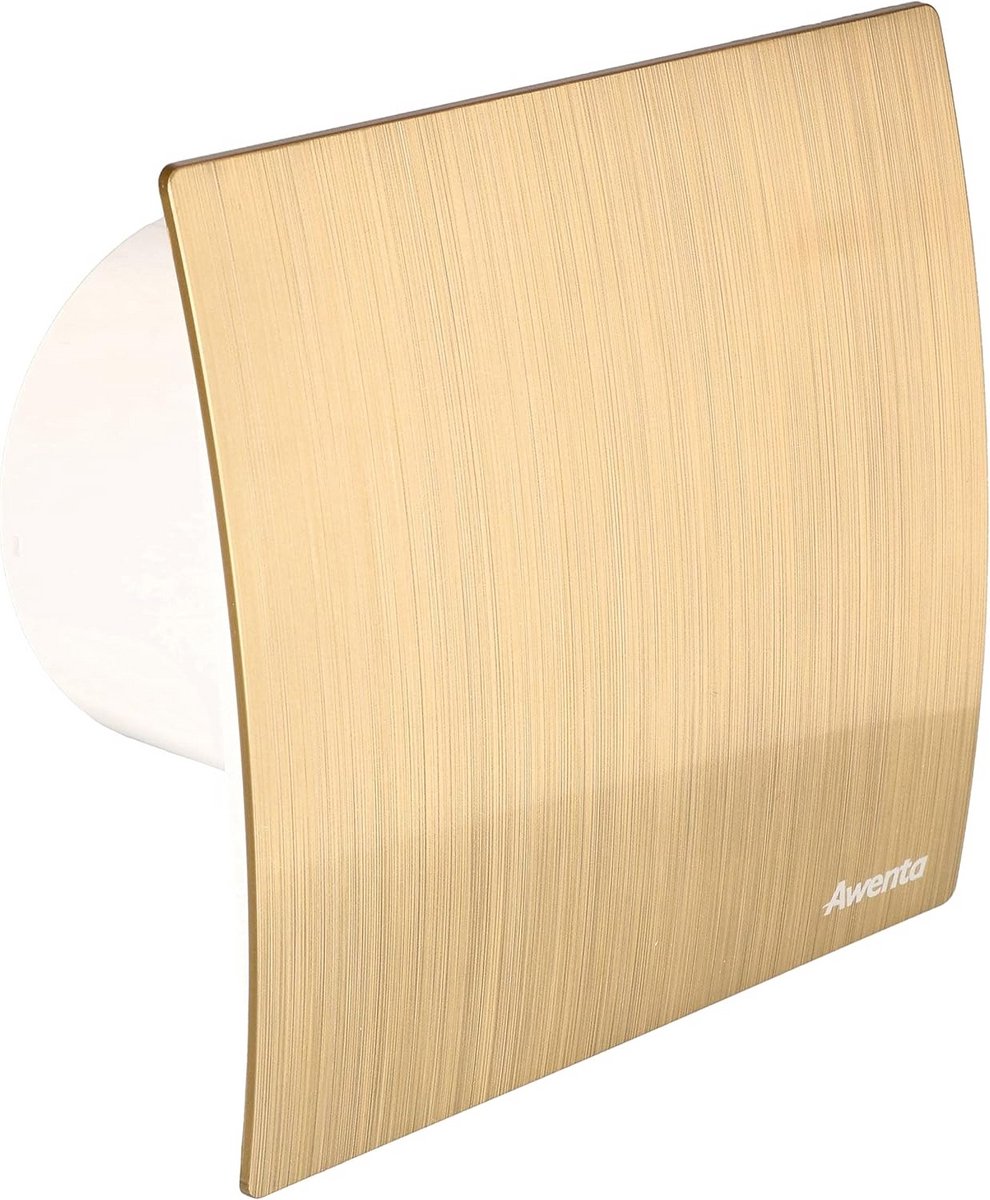 Stille Wandventilator Ø 100 mm met Afdekking en Rooster voor Ventilatie (Goudkleurig)