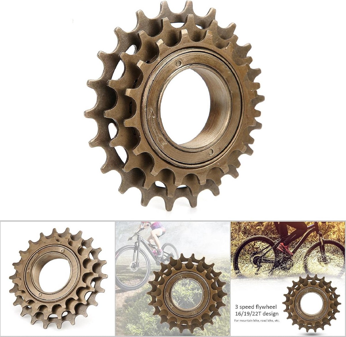 Fiets Tandwiel Set Single Speed & 3 Versnellingen - Vrijloop Fietswiel Tandwielen voor Mountainbike en Racefiets