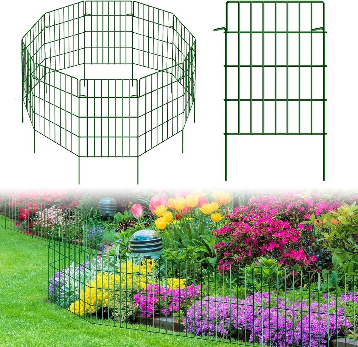 10x Tuinafscheiding Metaaldraad - Roestvrij Dierenhek & Bloembed Omheining