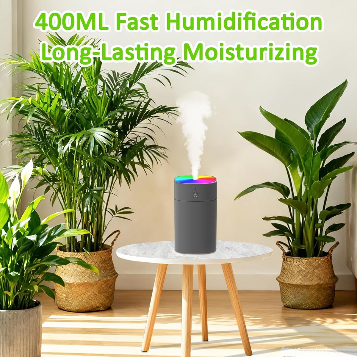 Mini Luchtbevochtiger-Aroma Diffuser-400ML-Luchtbevochtiger Slaapkamer-Stil-USB-Humidifier-Nachtlampje-Planten & Bureau — cadeau in Wonen & Interieur - foto 2