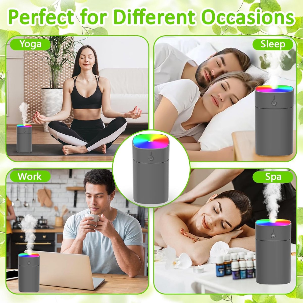 Mini Luchtbevochtiger-Aroma Diffuser-400ML-Luchtbevochtiger Slaapkamer-Stil-USB-Humidifier-Nachtlampje-Planten & Bureau — cadeau in Wonen & Interieur - foto 6