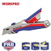 WORKPRO WP213014 Uitschuifmes met SK5 Staal Snelwissel Werkmes Inclusief 5 Mesjes Veiligheidsmes met Messenopberger in Handvat Stanleymes