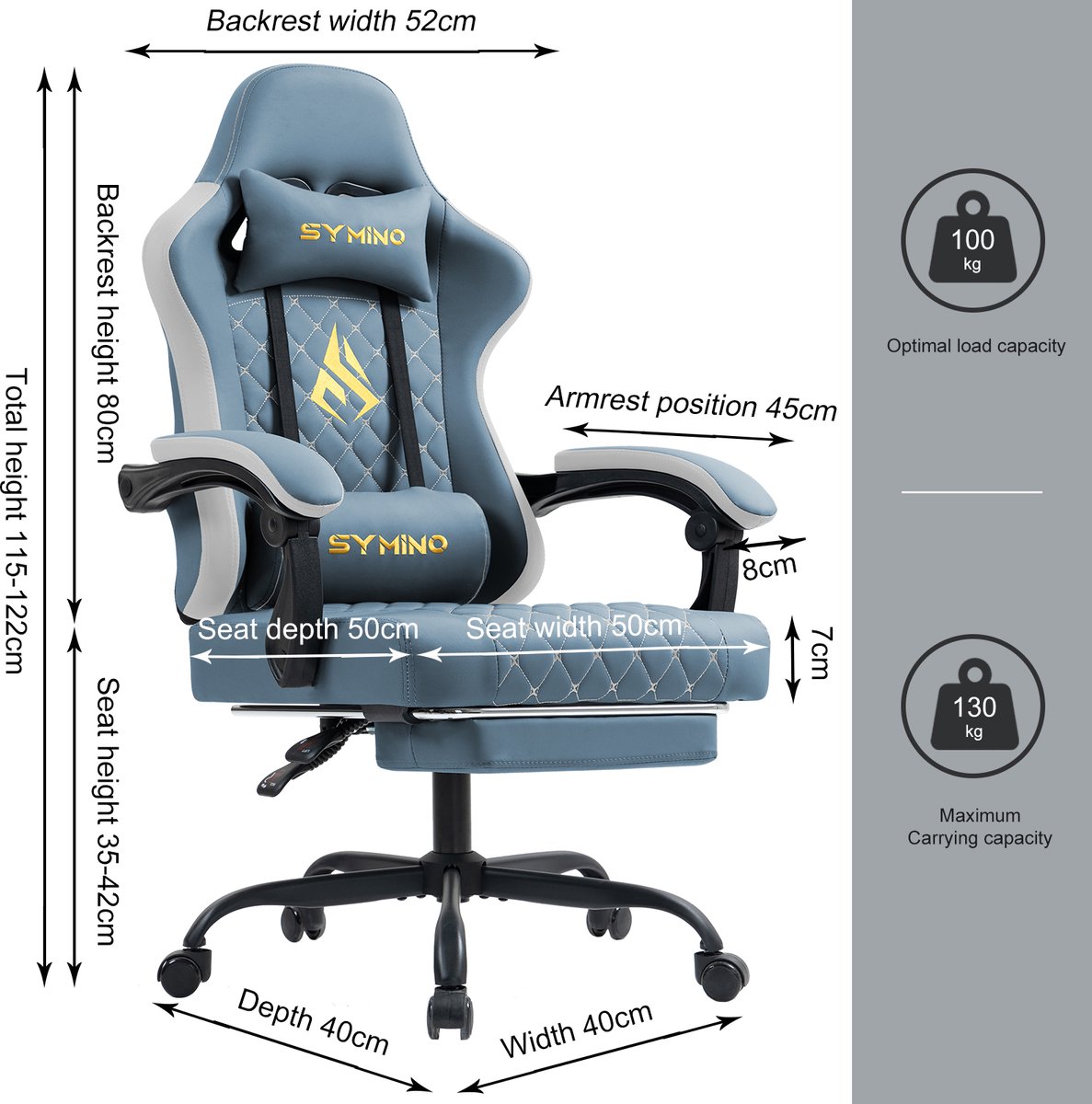 Symino FZ Gaming Stoel met Voetsteun - Ergonomisch - Racing - afbeelding 2