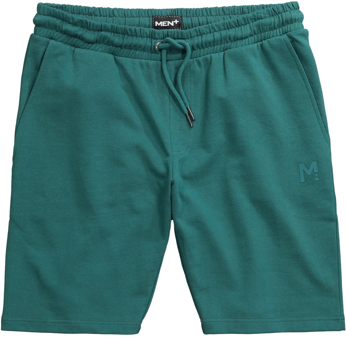 Men Plus - Heren - Sweatbermuda basic elastische tailleband - Dennengroen - Maat L