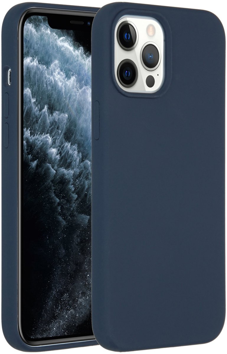 Accezz Hoesje Geschikt voor iPhone 12 Pro Max Hoesje Siliconen - Accezz Liquid Silicone Backcover - Donkerblauw